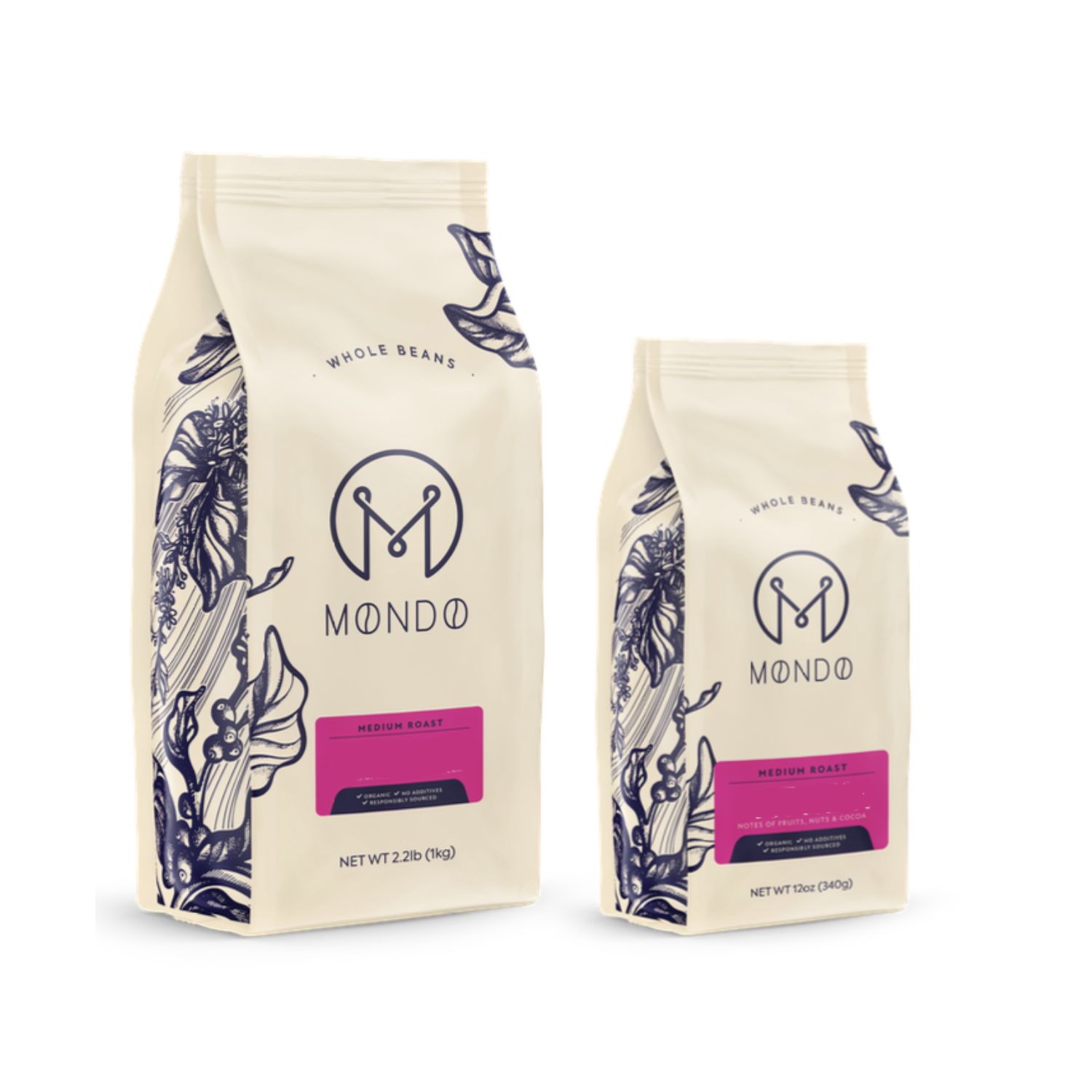 Private label roasted whole bean coffee bags with degassing valve